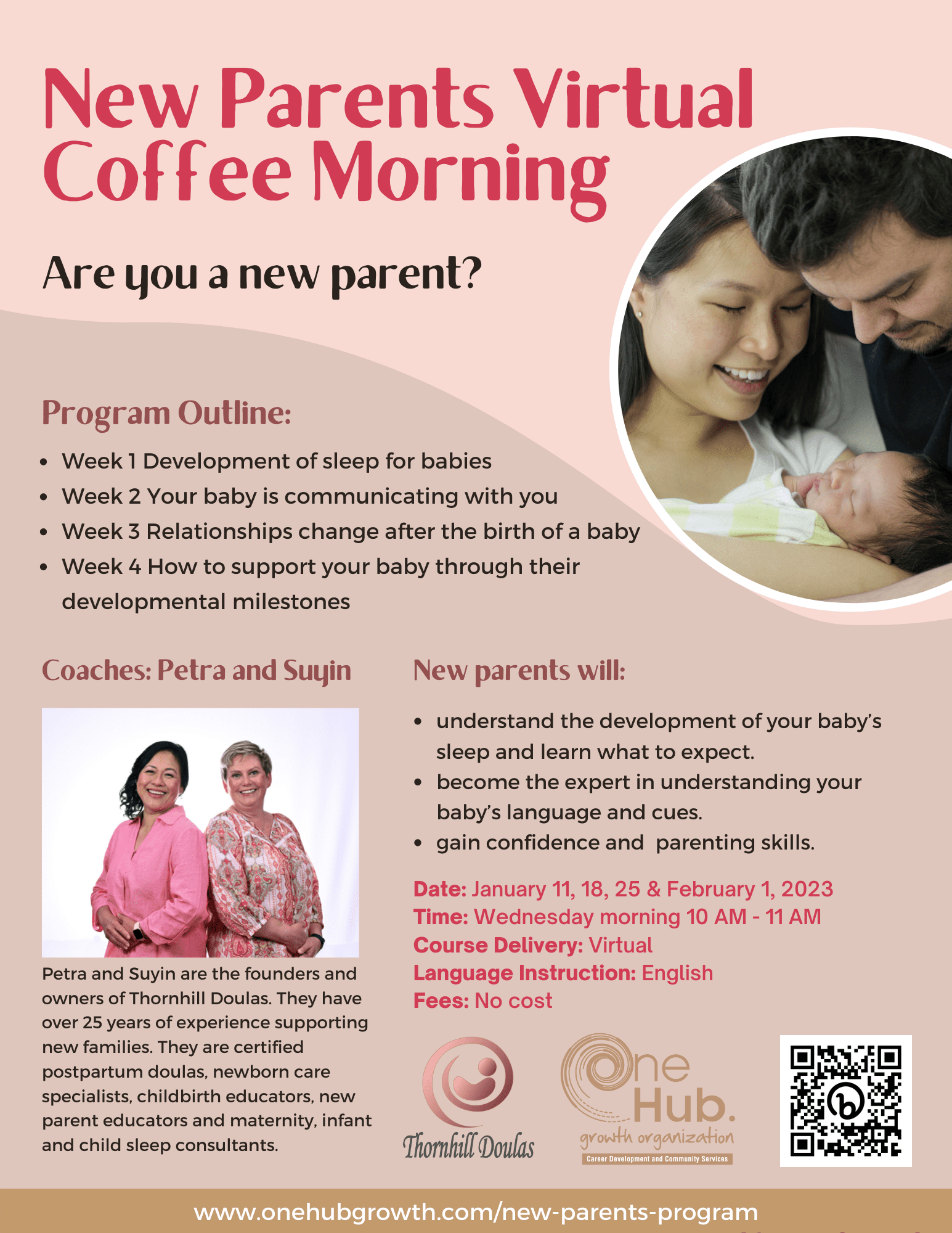 OneHub Growth's new parents virtual coffee morning event.