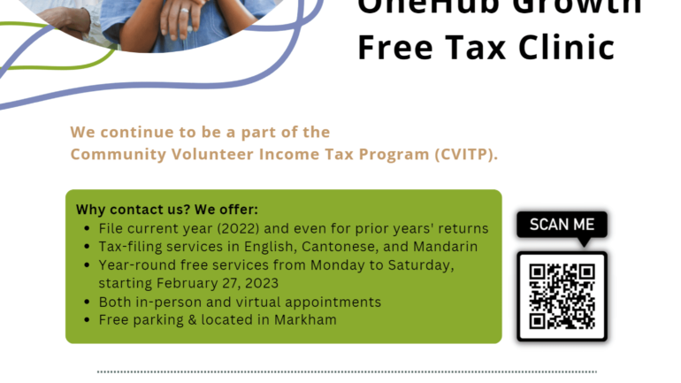 OneHub Growth's Free Tax Clinic. Get your taxes done throughout the calendar year for free.